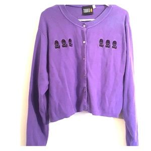 Purple skull and crossbones cardigan